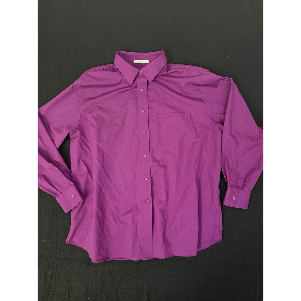 Foxcroft Womens 16W Purple Long Sleeve Button Up Shirt Wrinkle Free Pocket Top